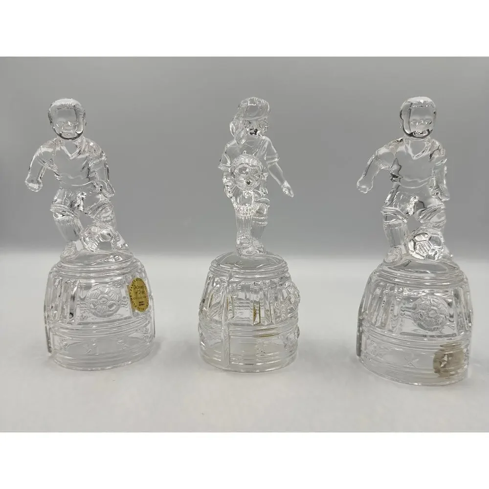 Princess House Crystal Figurines Moment of Pride Soccer Players 3pc Set